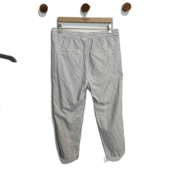 Gap Womens Easy Pant Size Large Linen Elastic-waist Off White Stripe Lounge - Picture 10 of 16